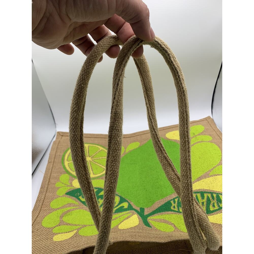 Trader Joe's Large Tote Bag Lemon and Lime Jute Burlap Reusable Shopping Bag - Picture 7 of 14